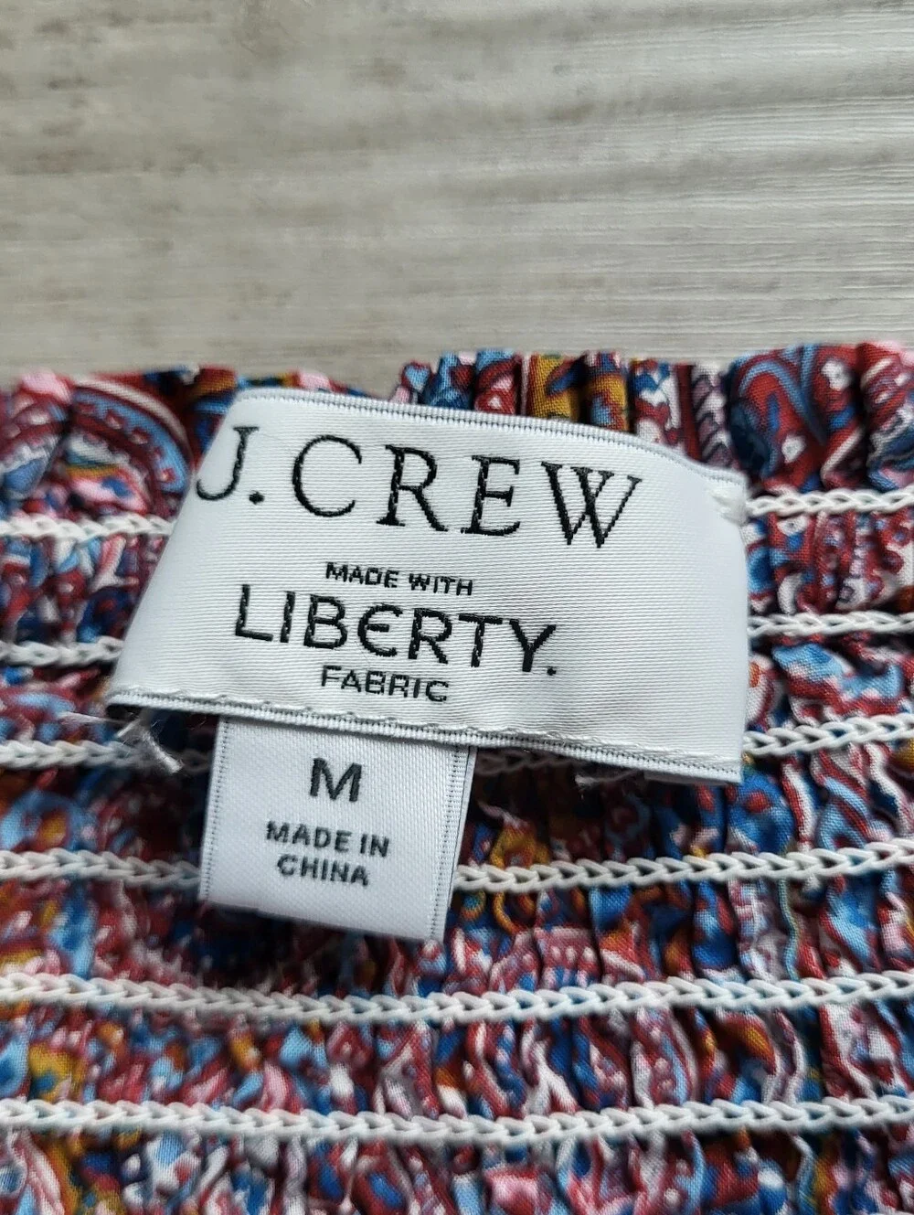 J Crew Puff Sleeve Smocked Top Liberty Fabric Arts Size Medium Paisley Boho